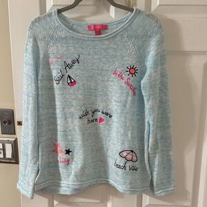 Lilly Pulitzer Light Blue Kids Sweatshirt with Nautical Embroidery